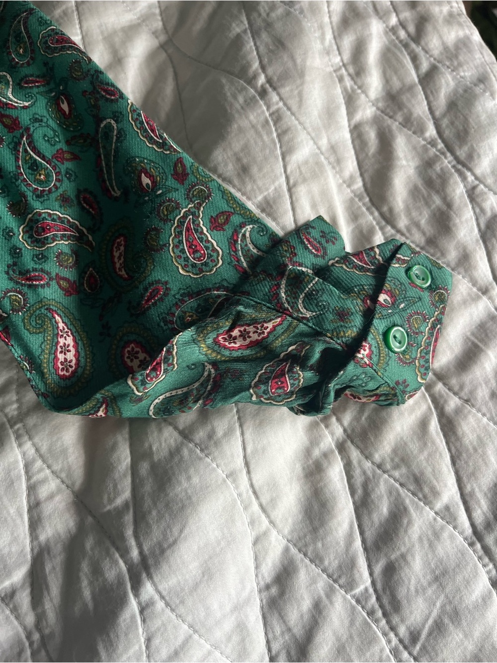 NEW Mango Green Paisley V-Neck Long Sleeve Wrap Dress - Small - Picture 7 of 9
